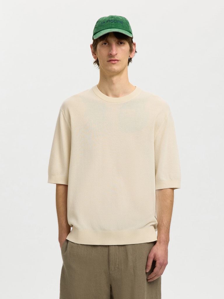Selected miesten t-paita Slhtorino SS Structure Crew Neck, Birch