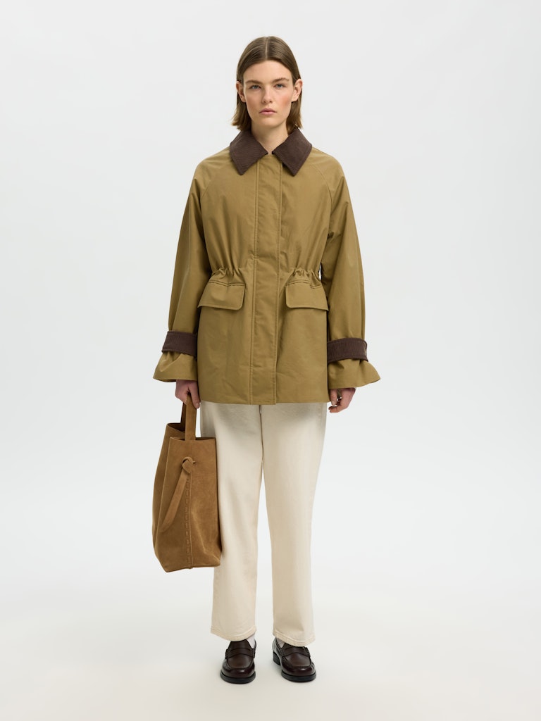 Selected Femme naisten takki SLWWilma Waxed Clair Jacket NOOS, Tigers Eye