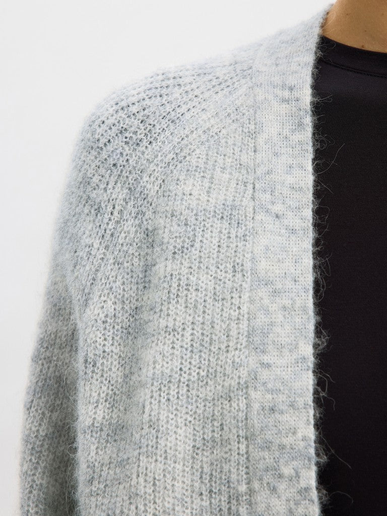 Selected Femme naisten neuletakki Lulu New Ls Knit Long Cardigan, Light Grey Melange, vaaleanharmaa meleerattu pitkä avoin neuletakki pehmeällä neulepinnalla