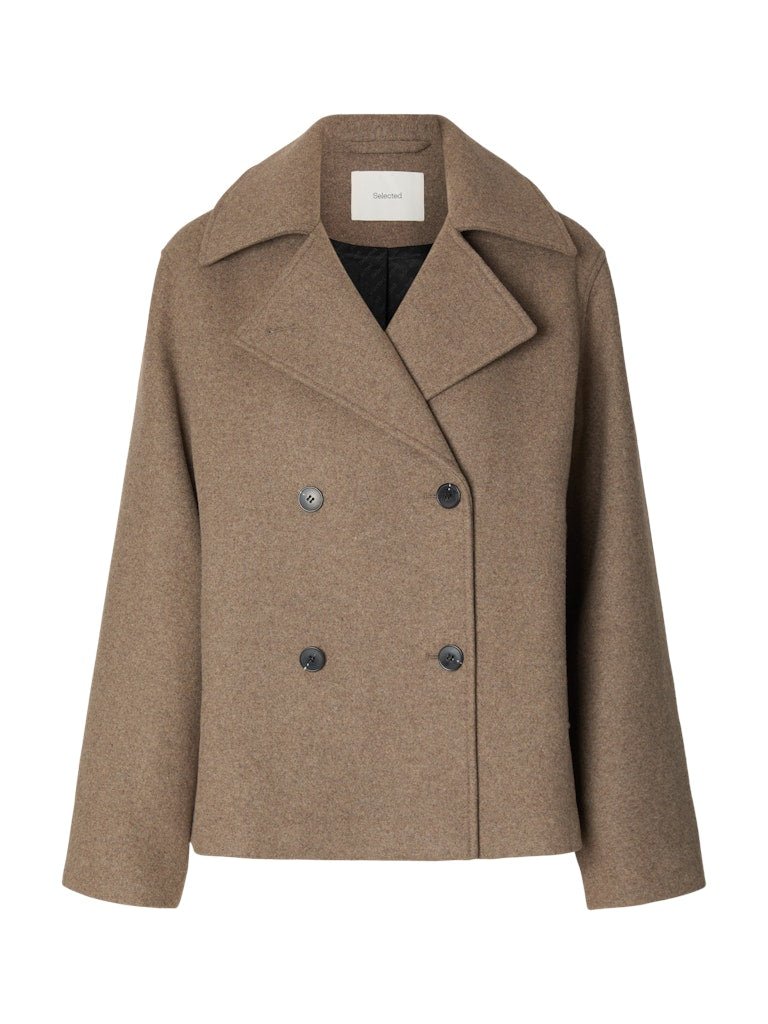 Selected Femme naisten villakangastakki Zia-Alma Wool Blend Jacket, Fallen Rock Melange