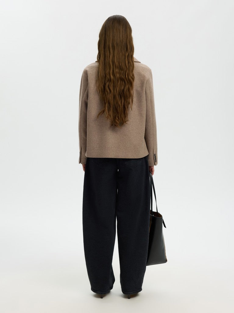 Selected Femme naisten villakangastakki Zia-Alma Wool Blend Jacket, Fallen Rock Melange