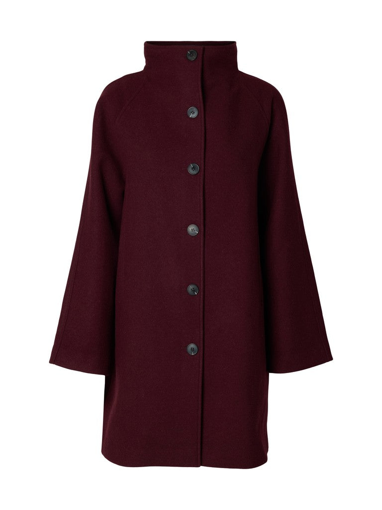 Selected Femme naisten Villakangastakki Zia-Vinni Wool Blend Coat, Tawny Port Melange