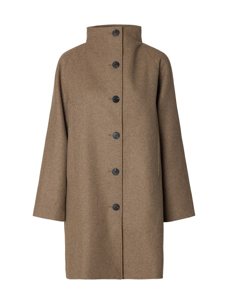 Selected Femme naisten villakangastakki Zia-Vinni Wool Blend Coat, Fallen Rock Melange