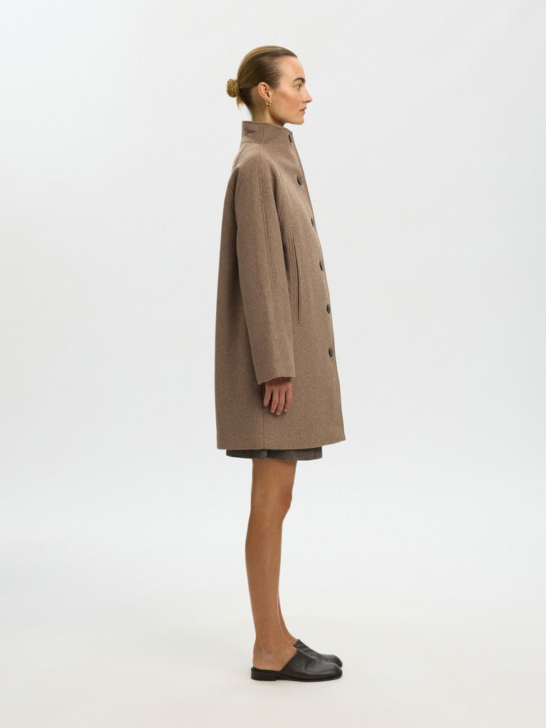 Selected Femme naisten villakangastakki Zia-Vinni Wool Blend Coat, Fallen Rock Melange