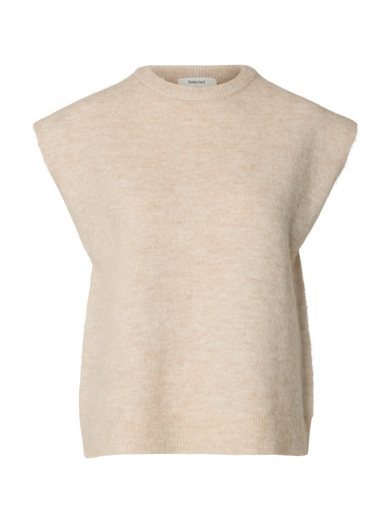 Selected Femme naisten neuleliivi Lulu Sl Knit Vest, Birch Melange