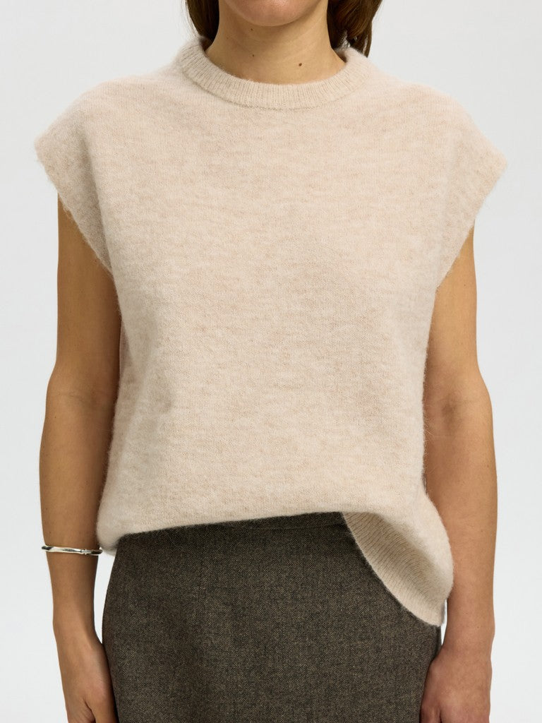 Selected Femme naisten neuleliivi Lulu Sl Knit Vest, Birch Melange