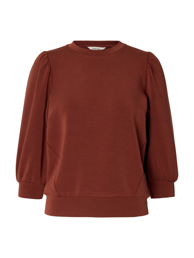 Selected Femme naisten collegepaita Tenny 3/4 Sweat Top, Cherry Mahogany