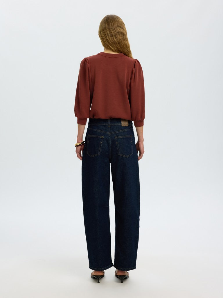 Selected Femme naisten collegepaita Tenny 3/4 Sweat Top, Cherry Mahogany