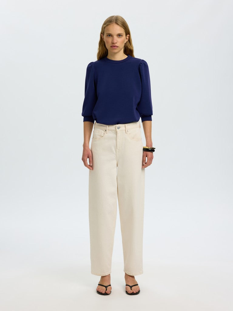 Selected Femme naisten collegepaita Tenny 3/4 Sweat Top, Ocean Cavern
