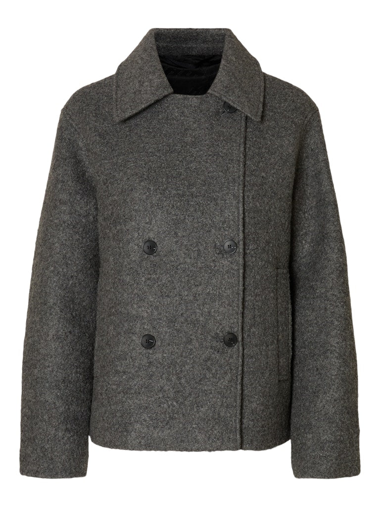 Selected Femme naisten villakangastakki Alma Boucle Wool Blend Jacket, Medium Grey Melange