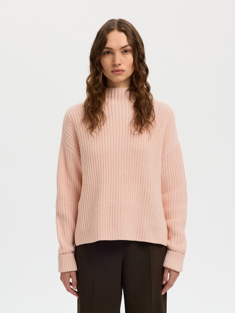 Selected Femme naisten neulepusero SLFSELMA SUS LS KNIT PULLOVER NOOS, Pale Dogwood