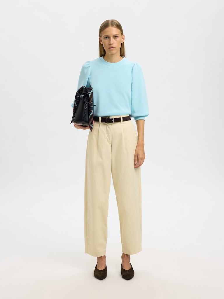 Selected Femme Naisten Pusero SLFTENNY 3/4 SWEAT TOP NOOS, Blue Glow