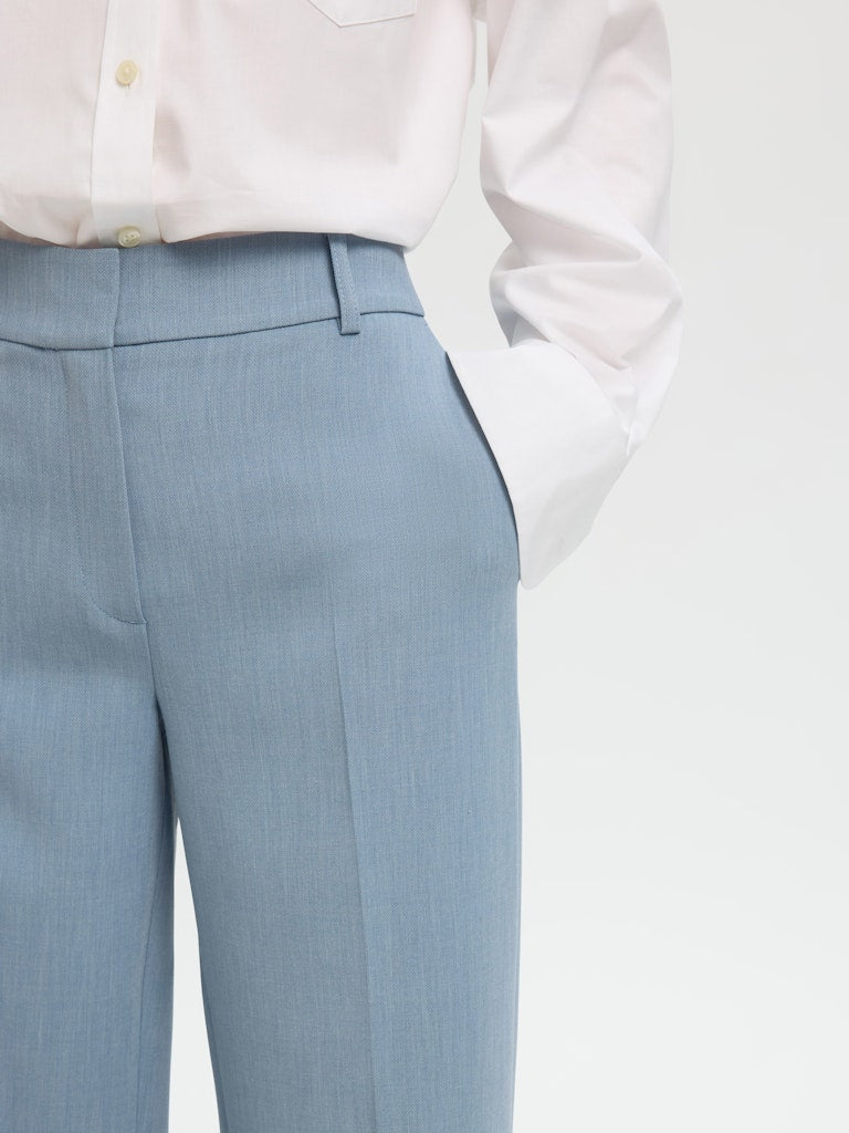 Selected Femme naisten housut Slfrita MW Wide Pant Mel, Dusty Blue Melange