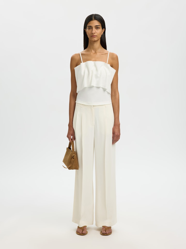 Selected Femme naisten toppi Slfneville Pleated Bandeau Top B, Snow White