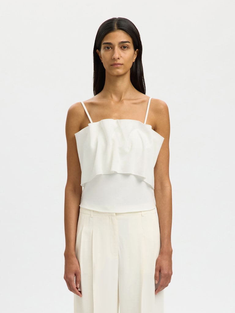 Selected Femme naisten toppi Slfneville Pleated Bandeau Top B, Snow White