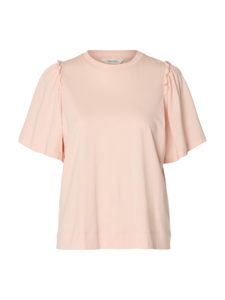 Selected Femme naisten t-paita SLFPENELOPE 2/4 Ruffle Tee, Pale Dogwood