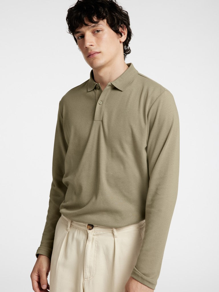 Selected Men miesten pikeepaita Taj Mid Weight LS Polo, Vetiver