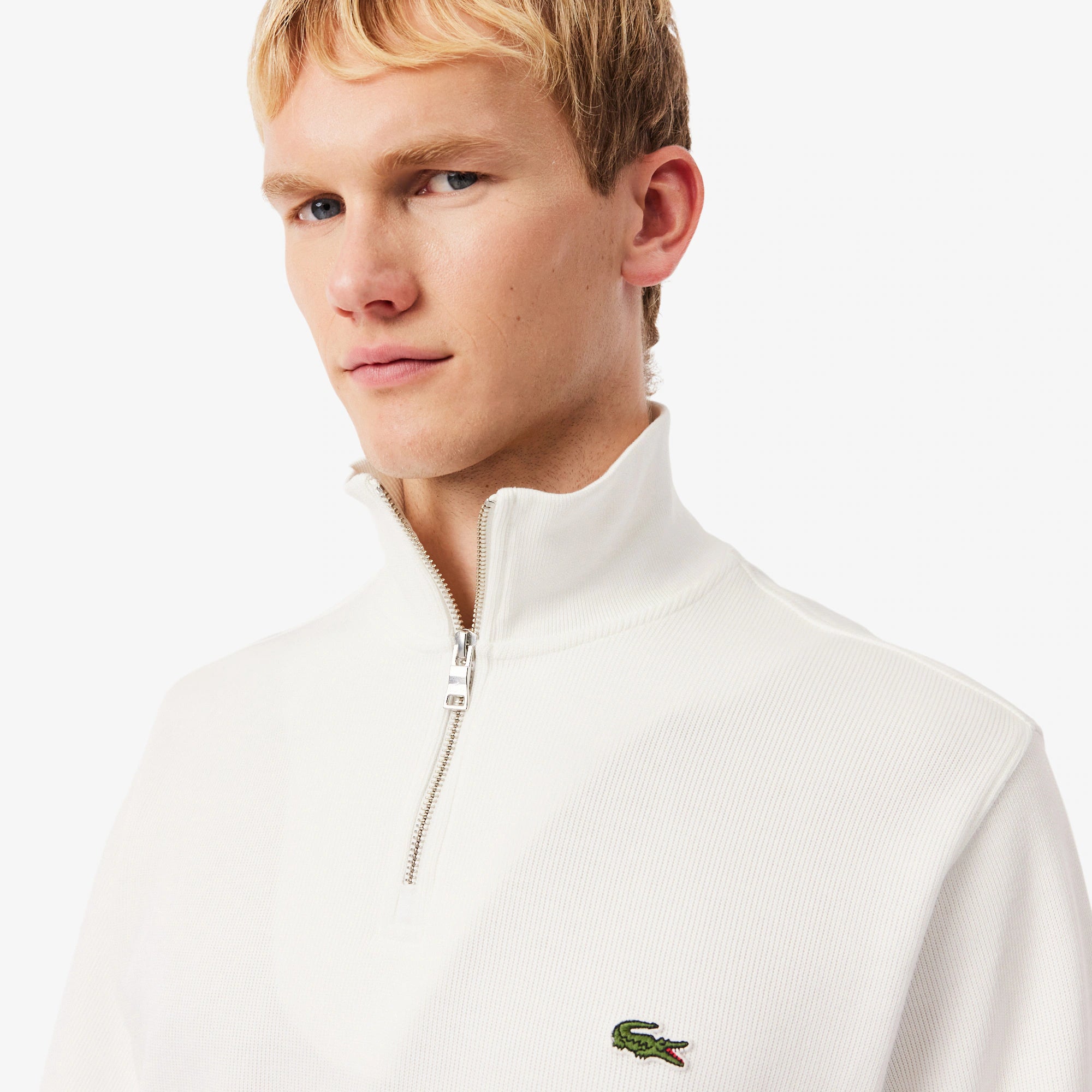 Lacoste miesten collegepaita Regular Fit High Neck Zipped Sweatshirt, valkoinen