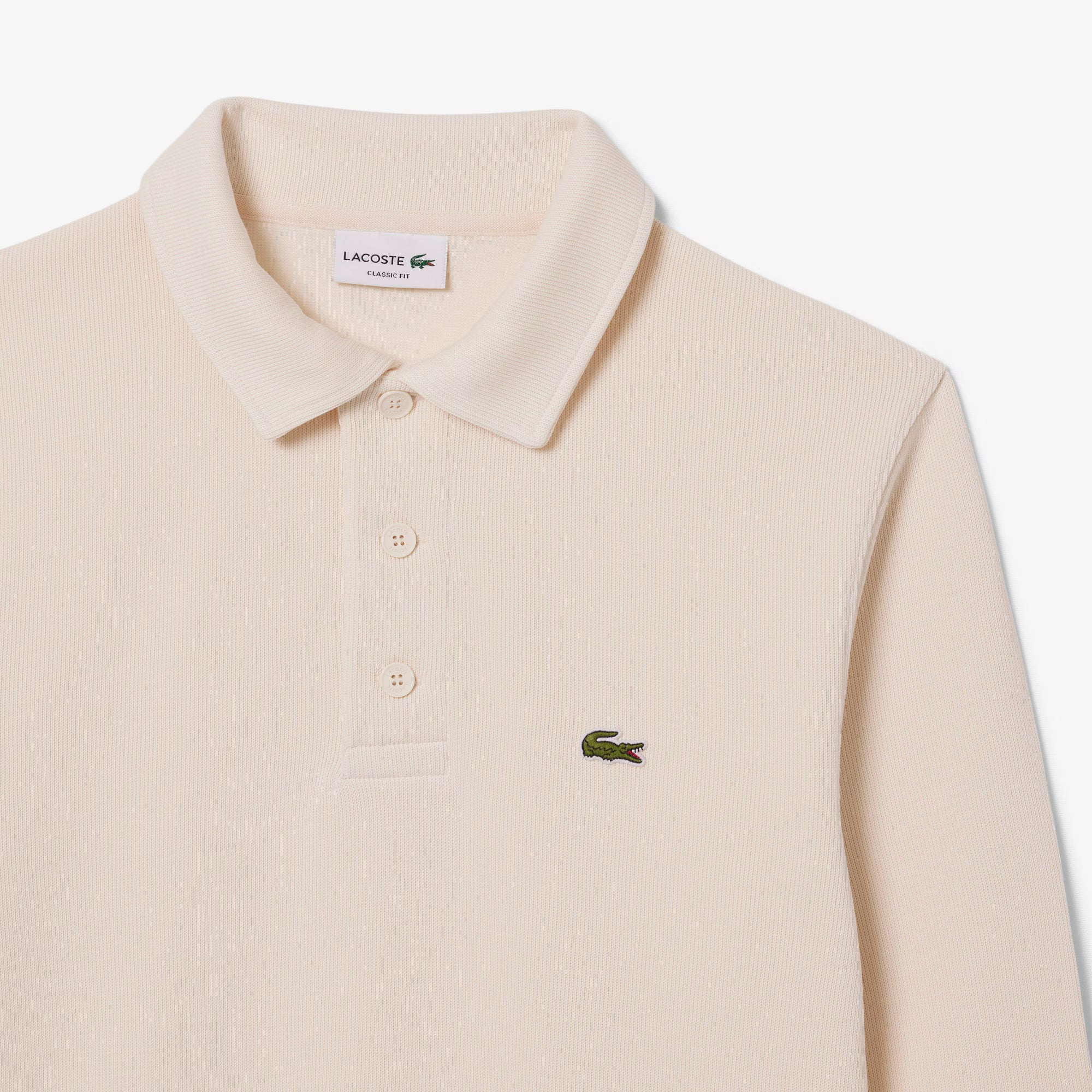 Lacoste miesten collegepaita Classic Fit Polo Collar Ribbed Sweater, luonnonvalkoinen