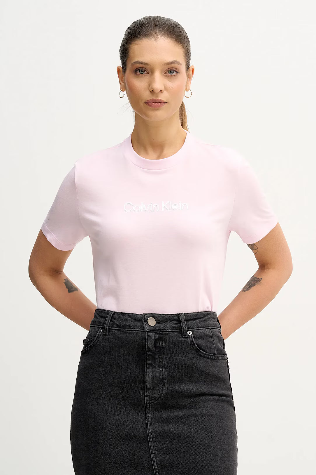 Calvin Klein Jeans naisten t-paita SS CLASSIC FOIL CALVIN KLEIN TEE, vaaleanpunainen