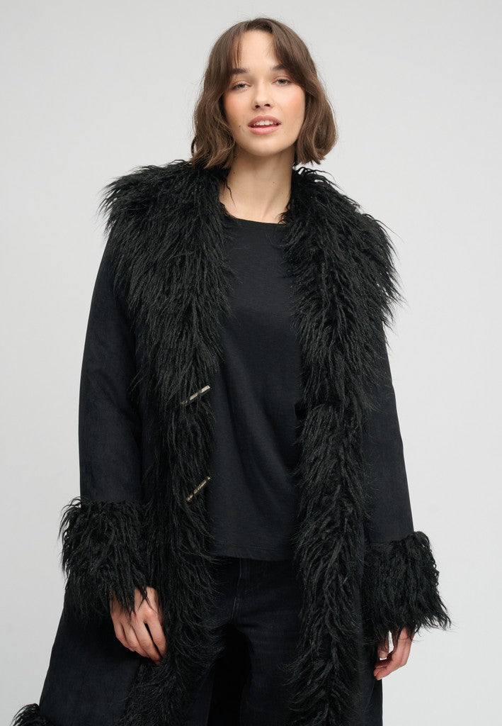 Superdry naisten takki Long Afghan Coat, musta