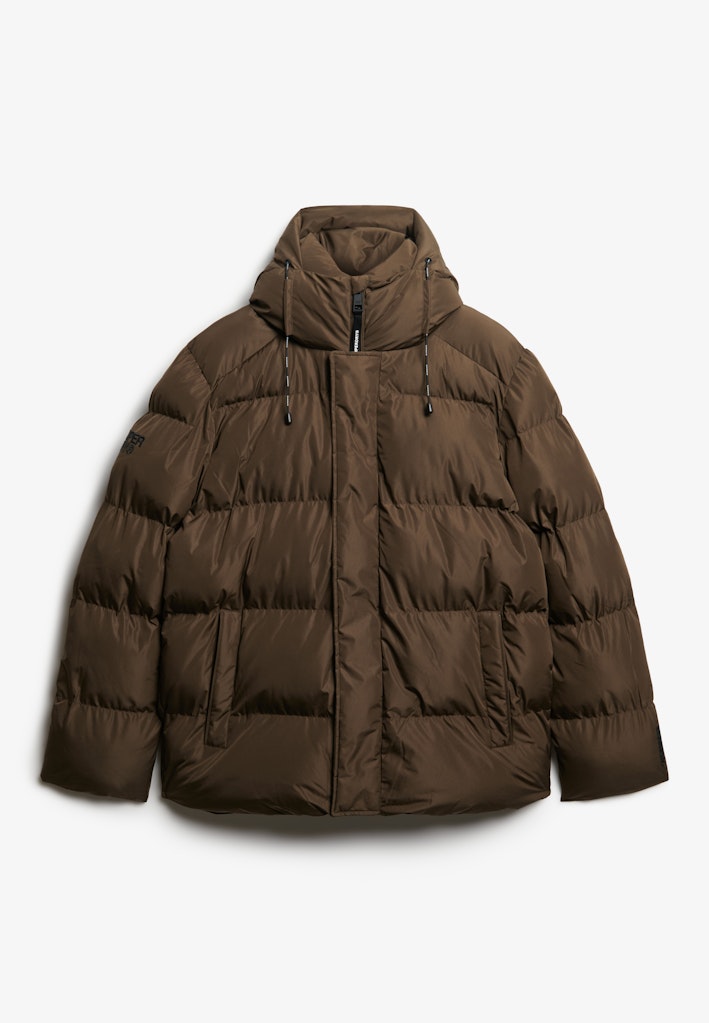 Superdry miesten toppatakki Hooded Mid Length Sports Puffer Jacket, Slate Brown