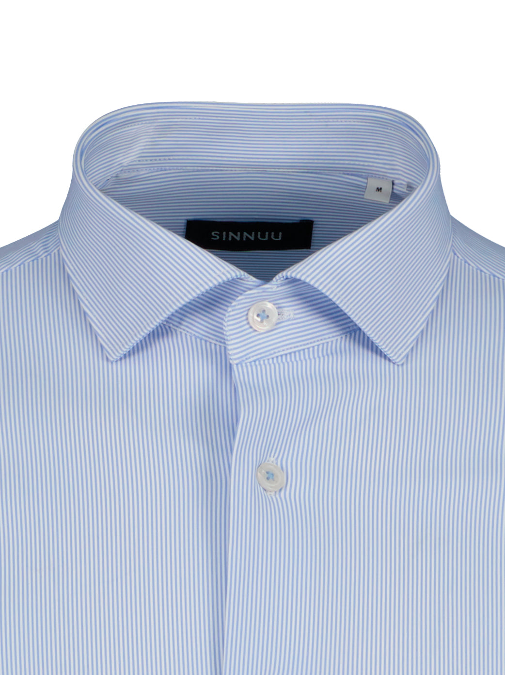 Sinnuu miesten kauluspaita Woven Technical Performance Shirt Stripe, raita vaaleansininen