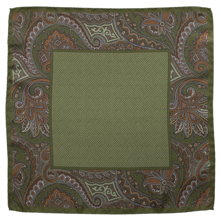 Matex Miesten asusteet Taskuliina vihreä kuosillinen silkki