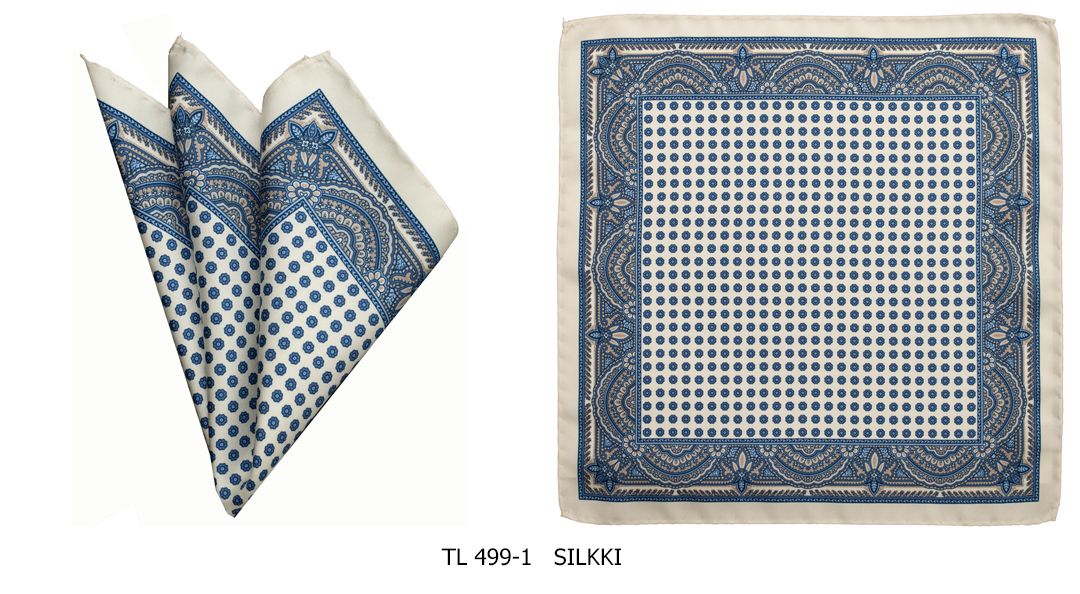 Matex miesten taskuliina, valkopohjainen kuosi