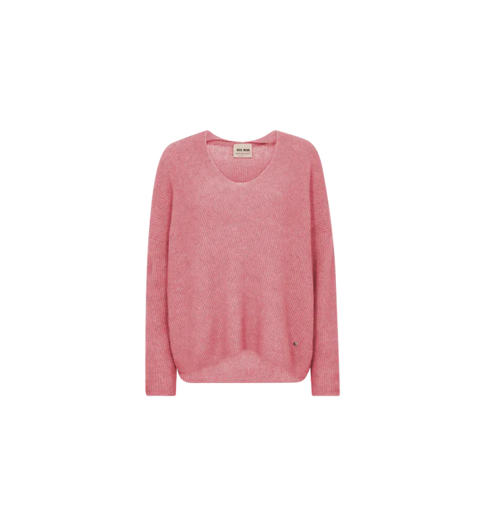 Mos Mosh naisten neulepusero MMThora V-Neck Knit, pinkki