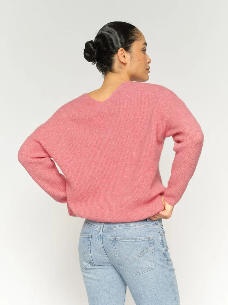 Mos Mosh naisten neulepusero MMThora V-Neck Knit, pinkki