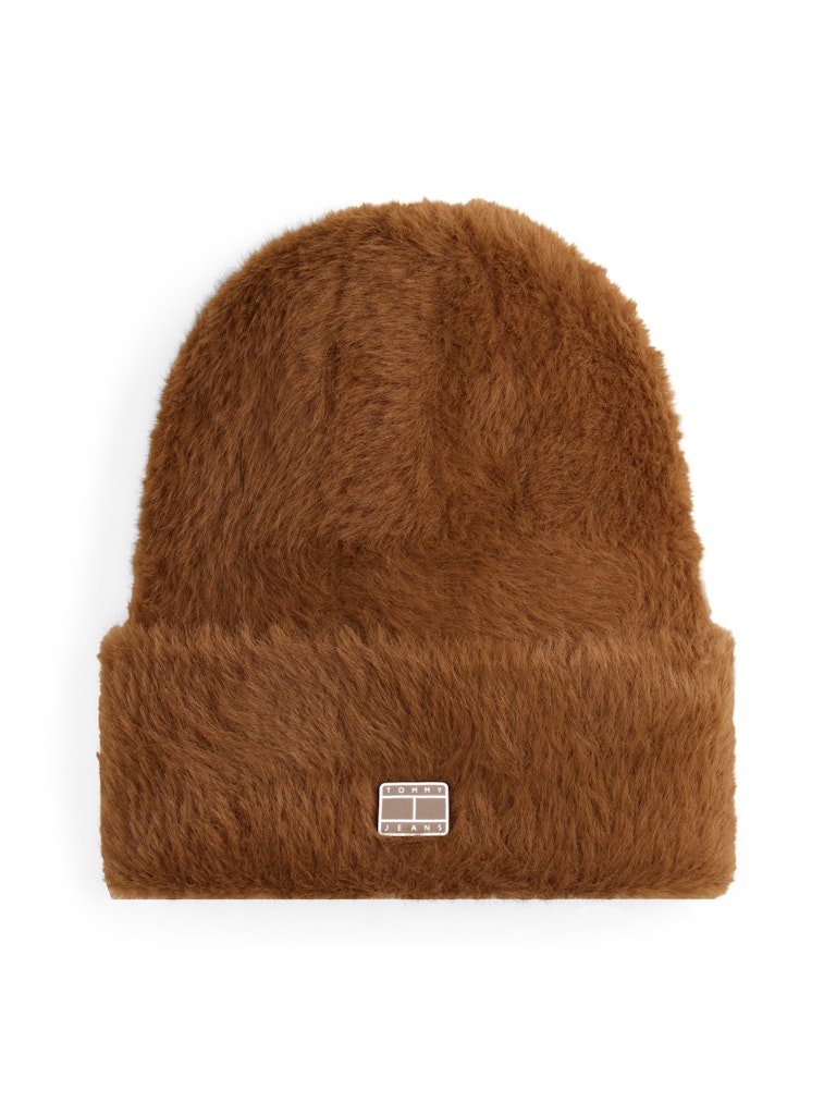 Tommy Hilfiger naisten pipo W HERITAGE FLUFFY BEANIE, Kameli