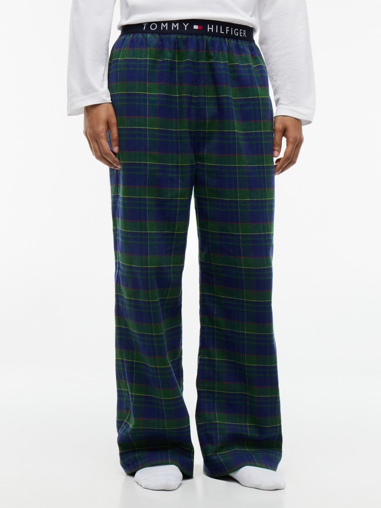 Tommy Hilfiger miesten pyjamahousut K Flannel PJ Pant Waistband, vihreä ruutu