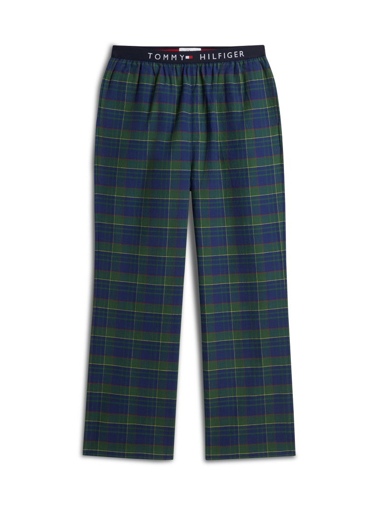 Tommy Hilfiger miesten pyjamahousut K Flannel PJ Pant Waistband, vihreä ruutu