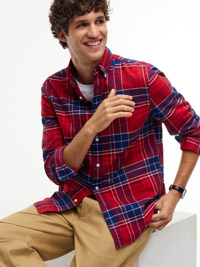 Tommy Hilfiger miesten kauluspaita Hero Flannel Tartan Check, punainen ruutu