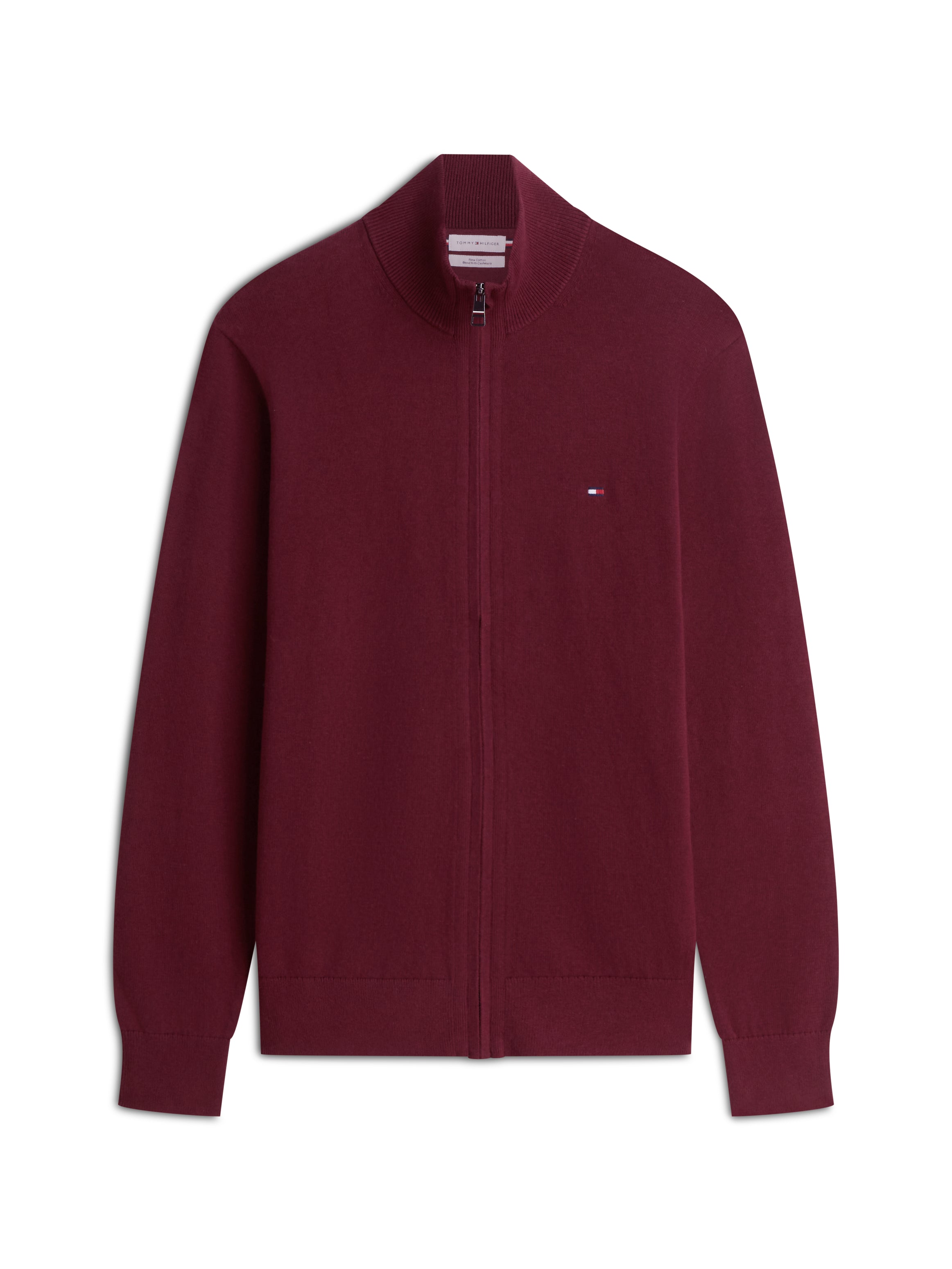 Tommy Hilfiger miesten neuletakki PIMA ORG CTN CASHMERE FULL ZIP, viininpunainen