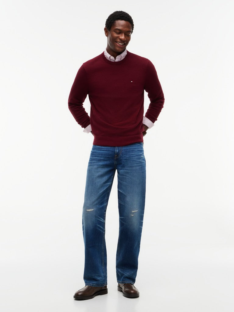 Tommy Hilfiger miesten neulepusero Essential Structure Crew Neck, viininpunainen