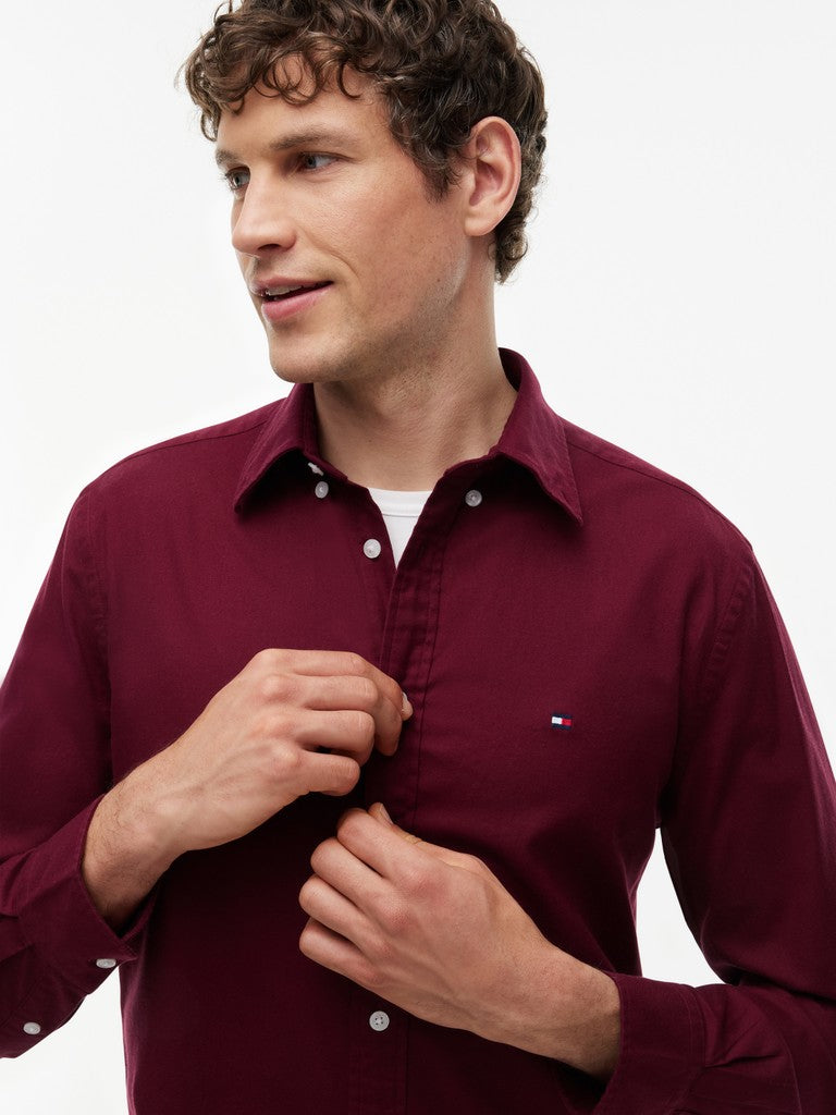 Tommy Hilfiger miesten kauluspaita Regular Fit Flex Flannel Shirt, viininpunainen