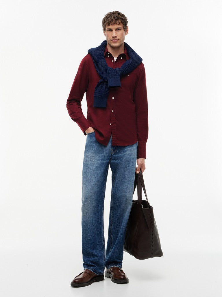 Tommy Hilfiger miesten kauluspaita Regular Fit Flex Flannel Shirt, viininpunainen