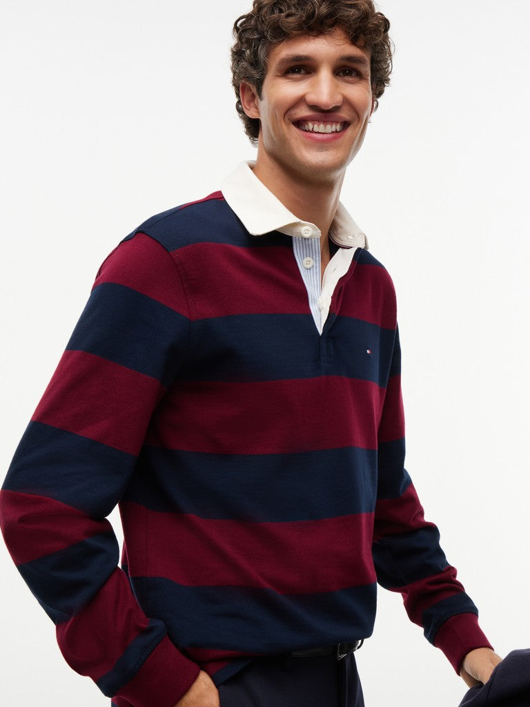 Tommy Hilfiger miesten paita Essential Stripe Rugby, viininpunainen raita