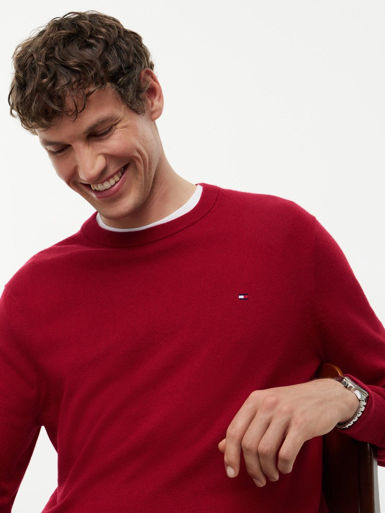 Tommy Hilfiger miesten neulepusero Pima Cotton Cashmere Crew Neck Jumper, punainen