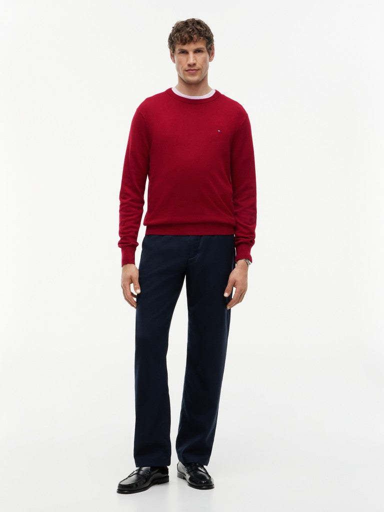 Tommy Hilfiger miesten neulepusero Pima Cotton Cashmere Crew Neck Jumper, punainen