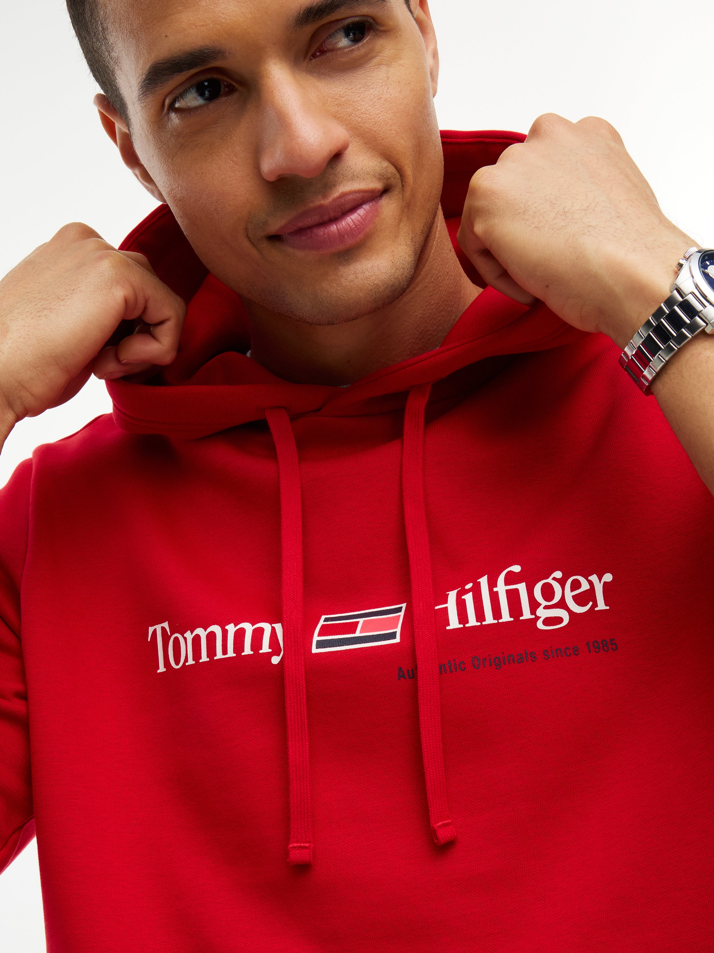 Tommy Hilfiger miesten huppari Logo Embroidery Fleece Hoody, punainen