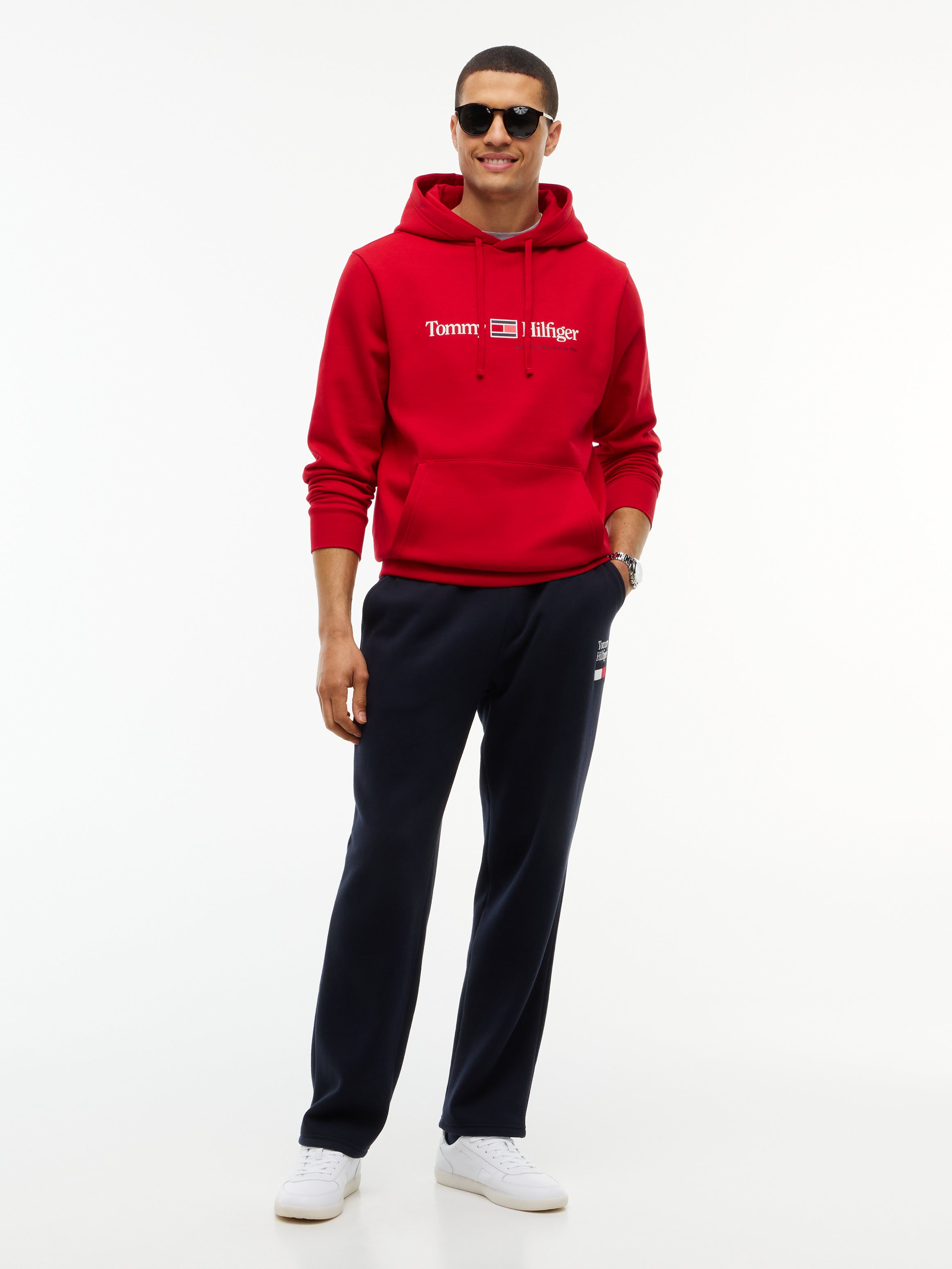 Tommy Hilfiger miesten huppari Logo Embroidery Fleece Hoody, punainen