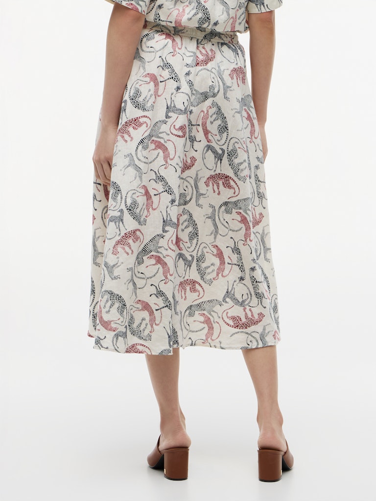 Tommy Hilfiger hame ESS Linen Flare Midi Skirt, monivärinen kuosi