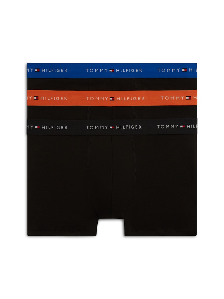 Tommy Hilfiger bokserit 3P Trunk WB Black Orange Blue, musta