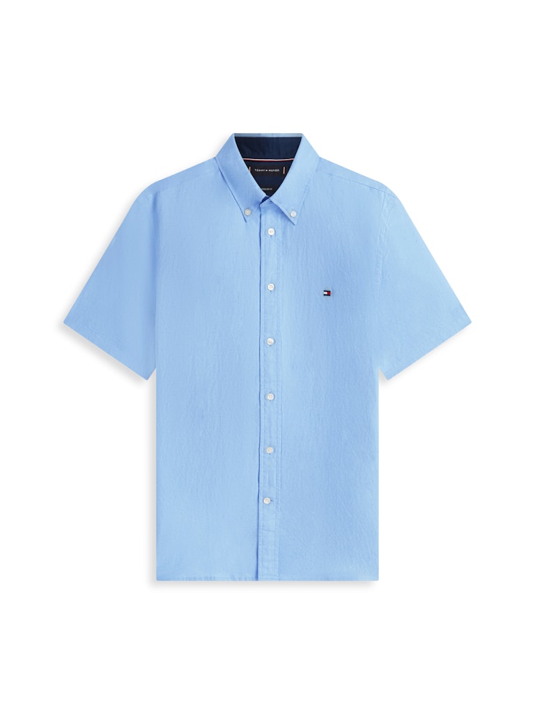 Tommy Hilfiger miesten lyhythihainen kauluspaita Linen Blend Solid SS, vaaleansininen