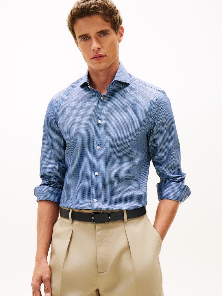 Tommy Hilfiger miesten kauluspaita DC Flex Collar Mini Texture, sininen kuosi