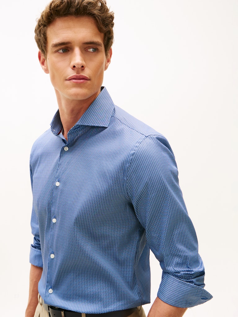 Tommy Hilfiger miesten kauluspaita DC Flex Collar Mini Texture, sininen kuosi