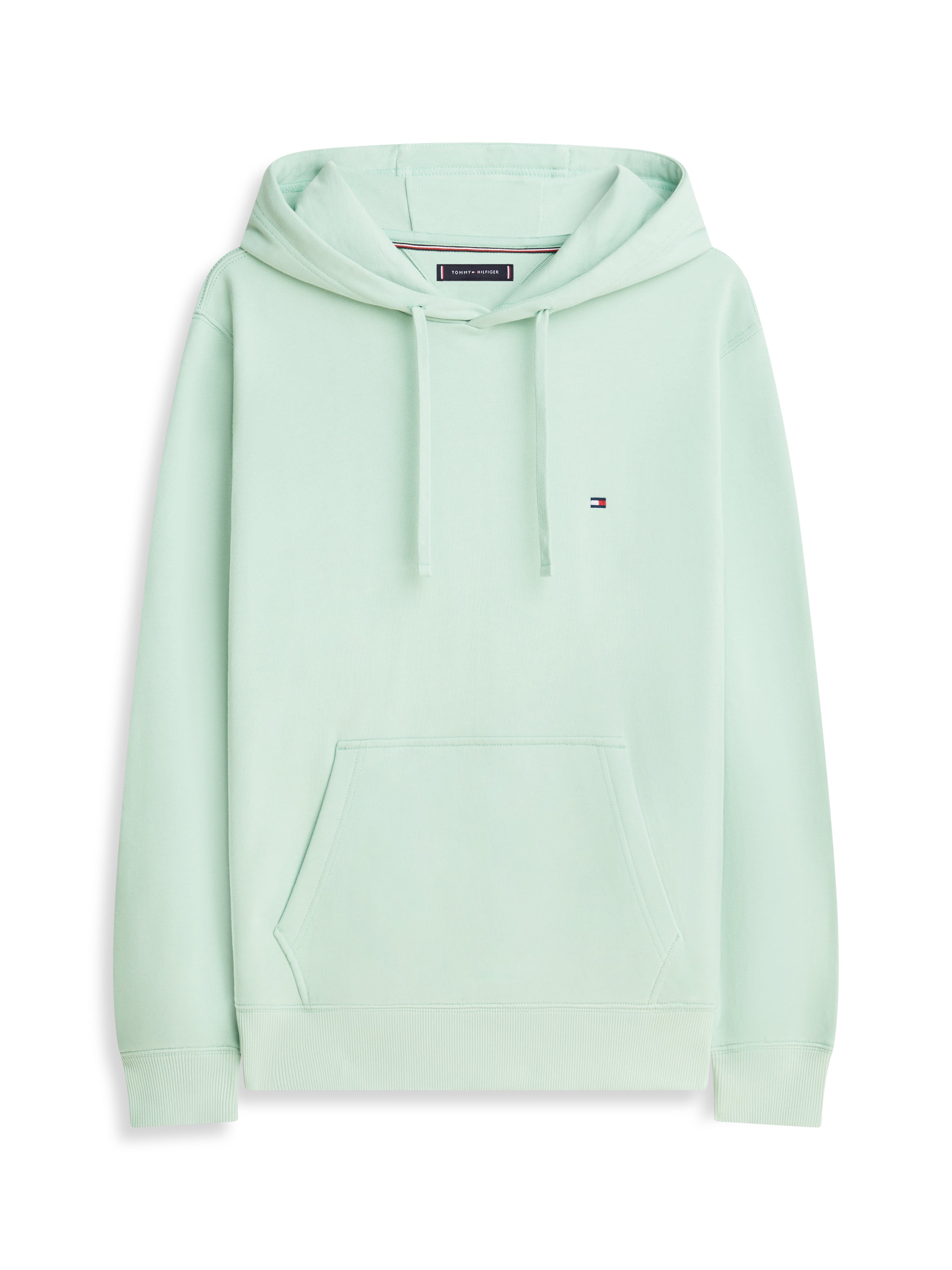 Tommy Hilfiger miesten huppari K Essential Terry Hoody, vihreä, on kevyt, pehmeä puuvillasekoitemateriaali, jossa edessä iso tasku ja säädettävä hupun naru.